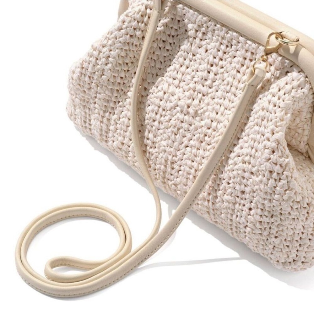 Kendra Scott || Lincoln Resin Stone Tassel Straw‎ Clutch Crossbody Ivory Cream - Picture 2 of 10